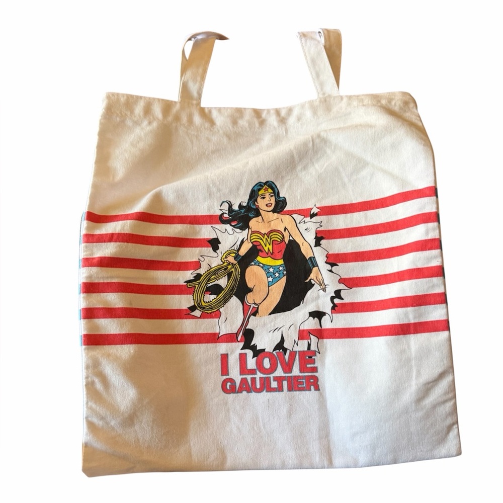 Jean Paul Gaultier White & Red Wonder Woman Canvas Tote